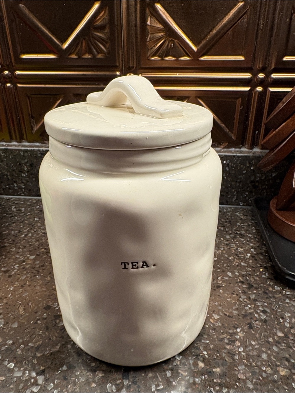Rae Dunn Cream Ceramic Canister - TEA